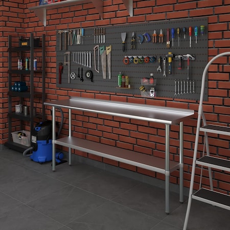 Amgood 18 in. x 72 in. Stainless Steel Work Table with 1.5 in. Backsplash WT-1872-BS-Z